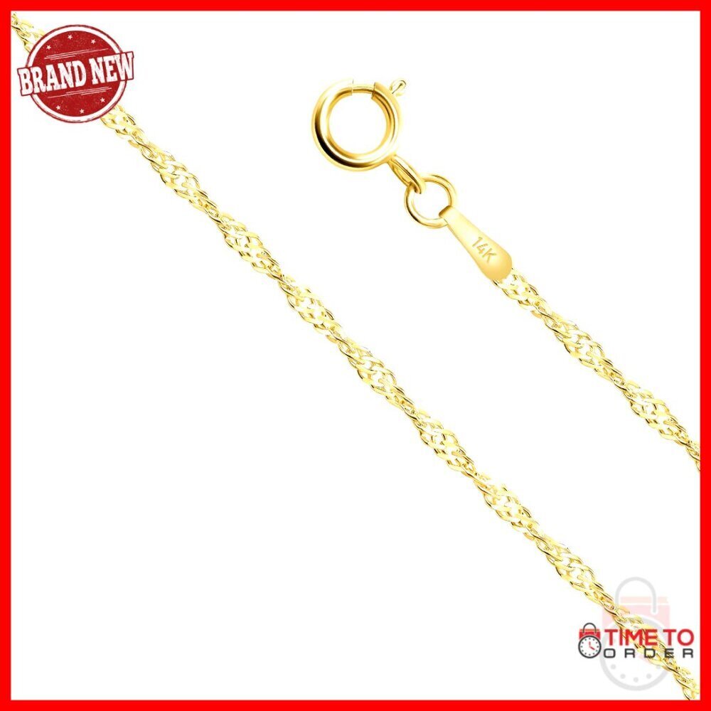 14K Solid Gold Singapore Chain Necklace 1-1.5mm 14-24" Fine Jewelry